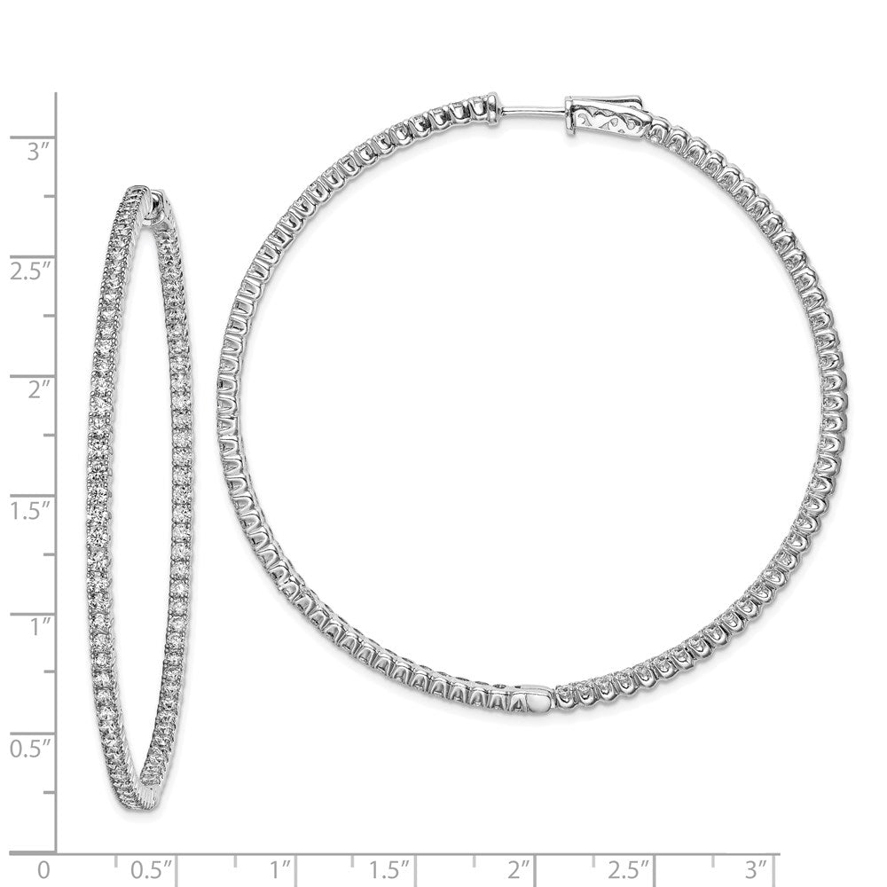925 Sterling Silver Rhodium-plated 12mm CZ In and Out Hinged Hoop Earrings