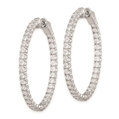 925 Sterling Silver Rhodium-plated 2.1mm CZ In and Out Hinged Hoop Earrings