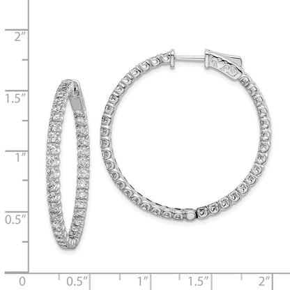 925 Sterling Silver Rhodium-plated 2.1mm CZ In and Out Hinged Hoop Earrings