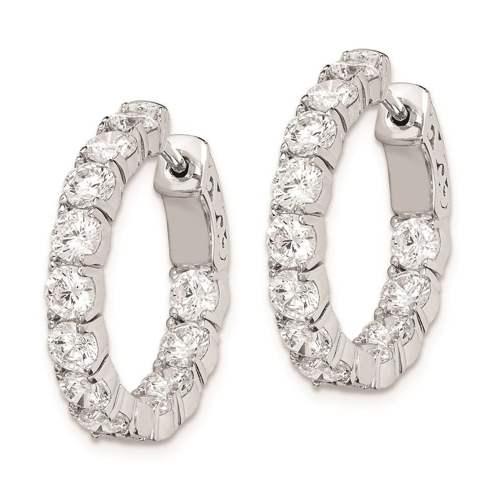 Sterling Silver Rhodium-plated 3.5mm CZ In and Out Hinged Hoop Earrings