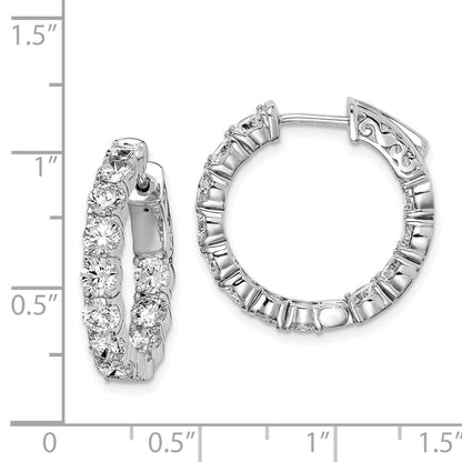Sterling Silver Rhodium-plated 3.5mm CZ In and Out Hinged Hoop Earrings
