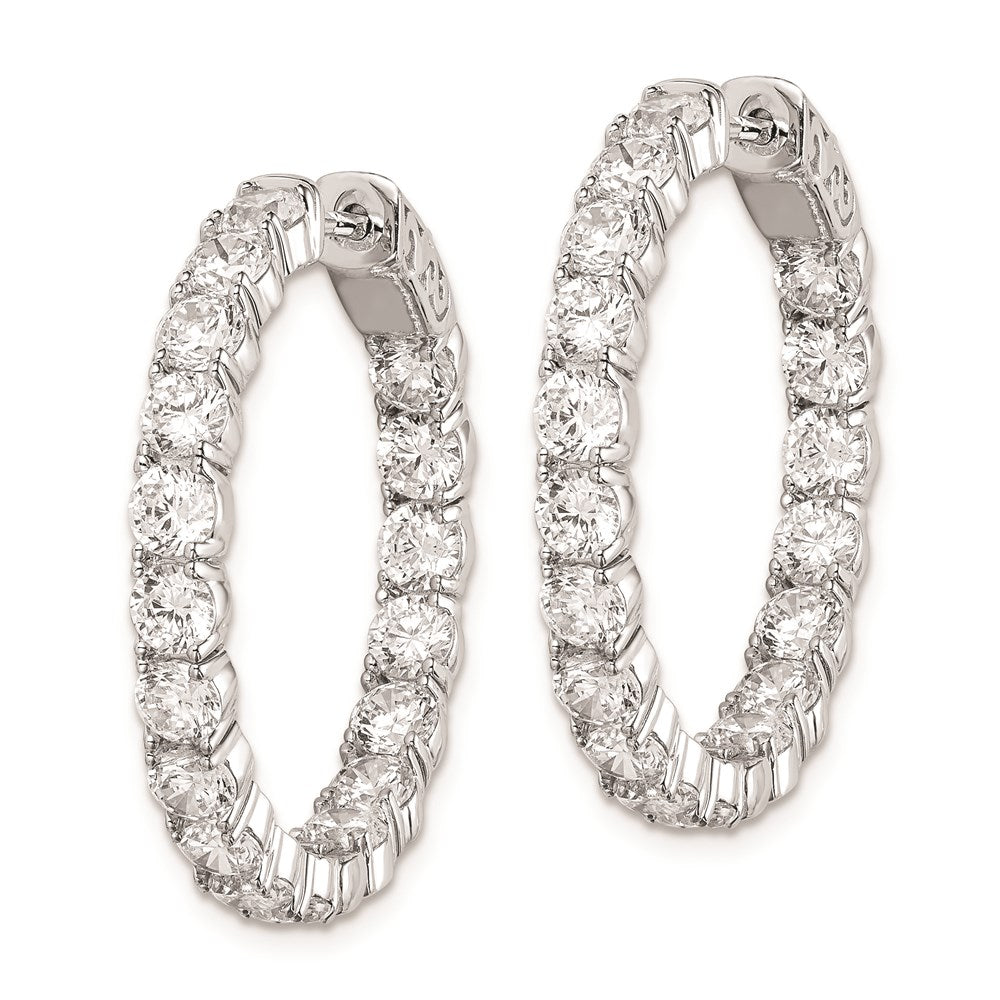925 Sterling Silver Rhodium-plated 3.5mm CZ In and Out Hinged Hoop Earrings