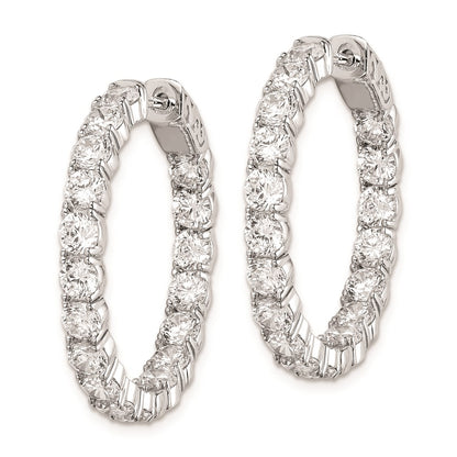 925 Sterling Silver Rhodium-plated 3.5mm CZ In and Out Hinged Hoop Earrings