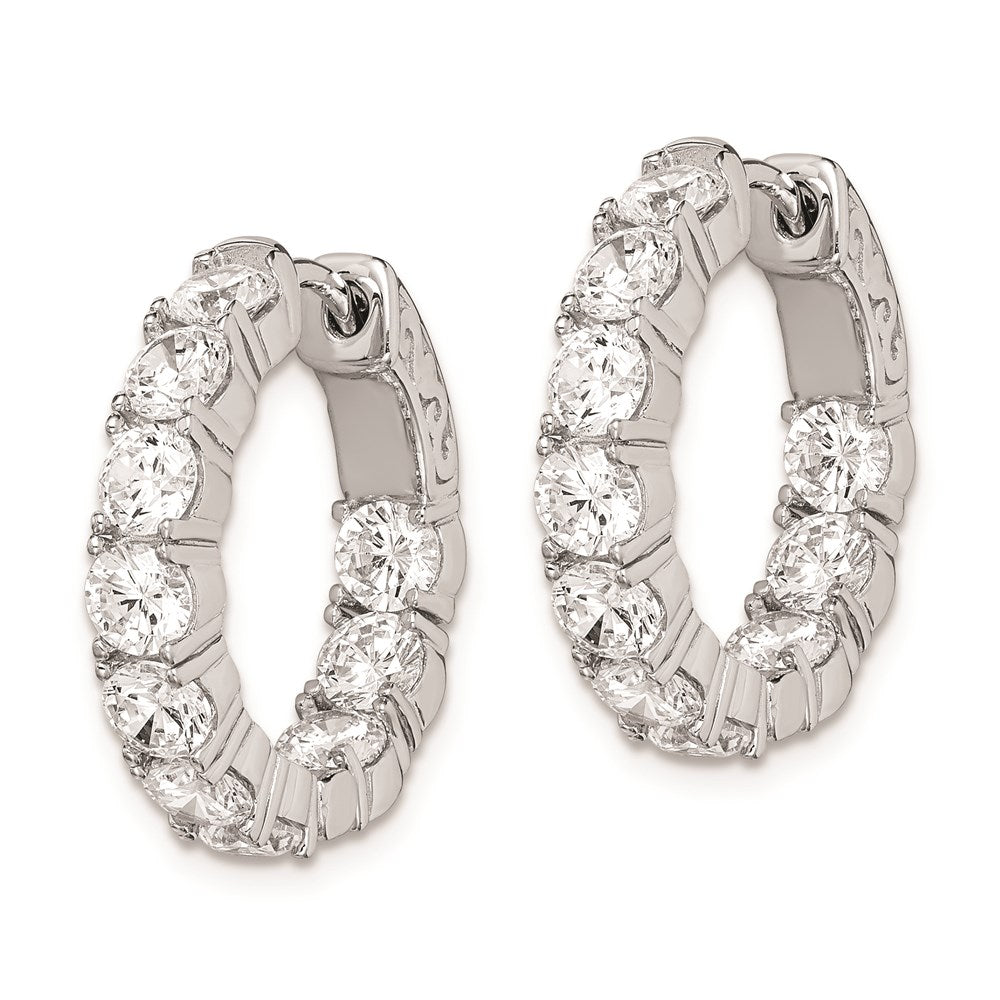 Sterling Silver Rhodium-plated 3.75mm CZ In and Out Hinged Hoop Earrings