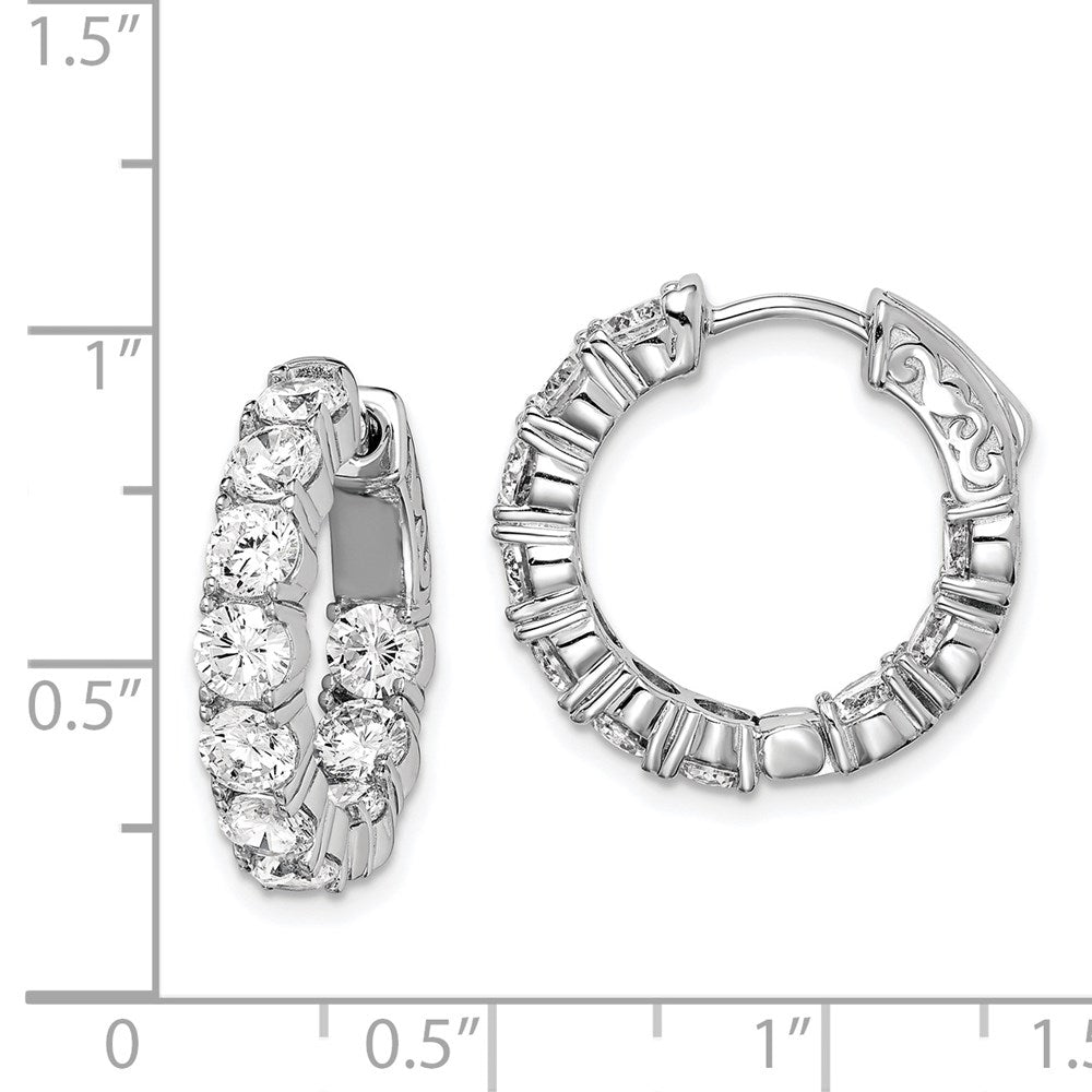 Sterling Silver Rhodium-plated 3.75mm CZ In and Out Hinged Hoop Earrings