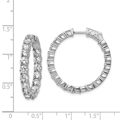 925 Sterling Silver Rhodium-plated 3.75mm CZ In and Out Hinged Hoop Earrings