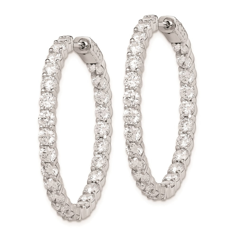 Sterling Silver Rhodium-plated 3.5mm Cubic Zirconia In and Out Hinged Hoop Earrings