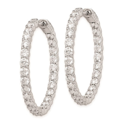 Sterling Silver Rhodium-plated 3.5mm Cubic Zirconia In and Out Hinged Hoop Earrings