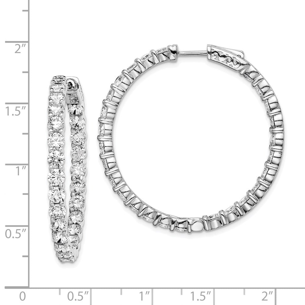 Sterling Silver Rhodium-plated 3.5mm Cubic Zirconia In and Out Hinged Hoop Earrings