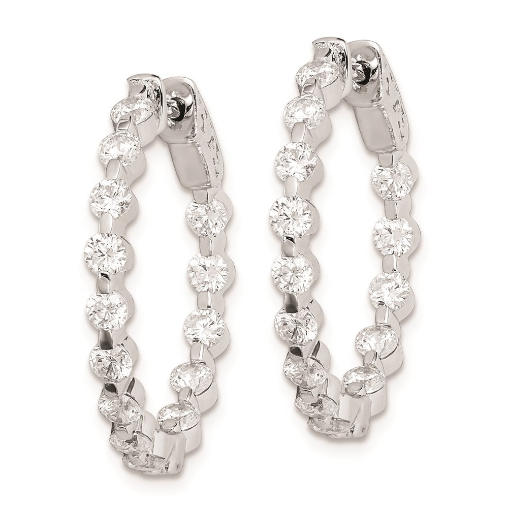 Sterling Silver Rhodium-plated 2.7mm CZ In and Out Hinged Hoop Earrings