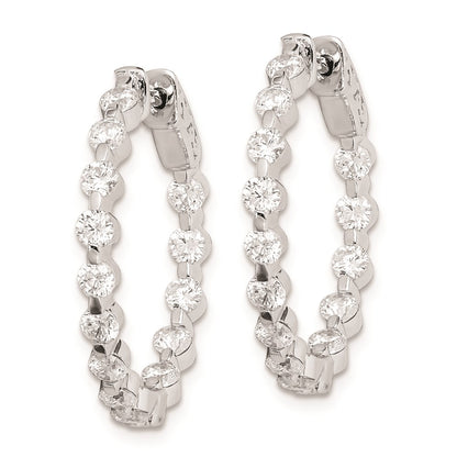 Sterling Silver Rhodium-plated 2.7mm CZ In and Out Hinged Hoop Earrings
