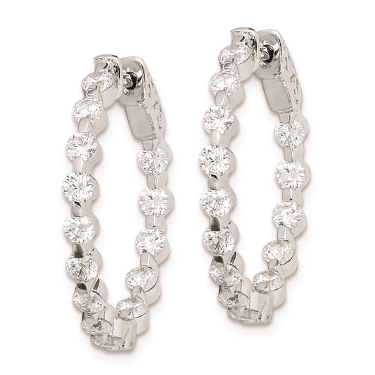 Sterling Silver Rhodium-plated 2.7mm CZ In and Out Hinged Hoop Earrings