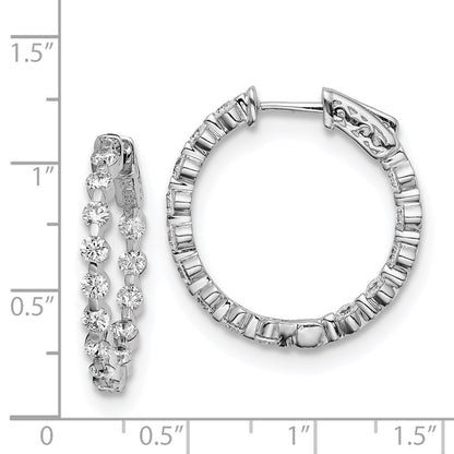 Sterling Silver Rhodium-plated 2.7mm CZ In and Out Hinged Hoop Earrings