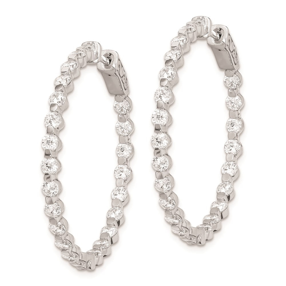 Sterling Silver Rhodium-plated 2.75mm CZ In and Out Hinged Hoop Earrings