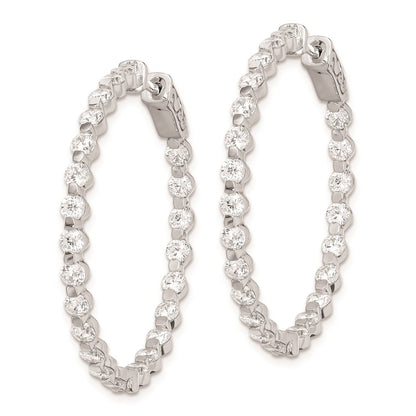 Sterling Silver Rhodium-plated 2.75mm CZ In and Out Hinged Hoop Earrings