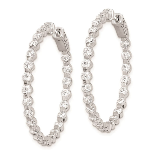 Sterling Silver Rhodium-plated 2.75mm CZ In and Out Hinged Hoop Earrings