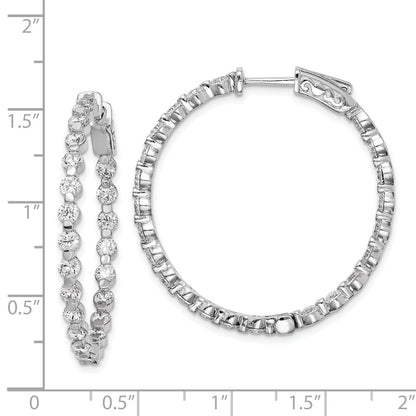 Sterling Silver Rhodium-plated 2.75mm CZ In and Out Hinged Hoop Earrings