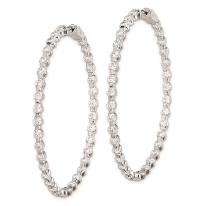 925 Sterling Silver Rhodium-plated 2.75mm CZ In and Out Hinged Hoop Earrings