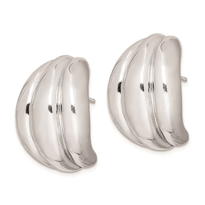 Sterling Silver Polished Rhodium Plated Hollow Earrings