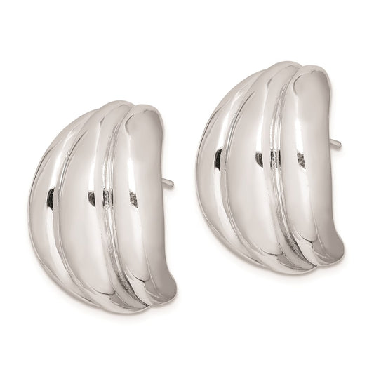 Sterling Silver Polished Rhodium Plated Hollow Earrings