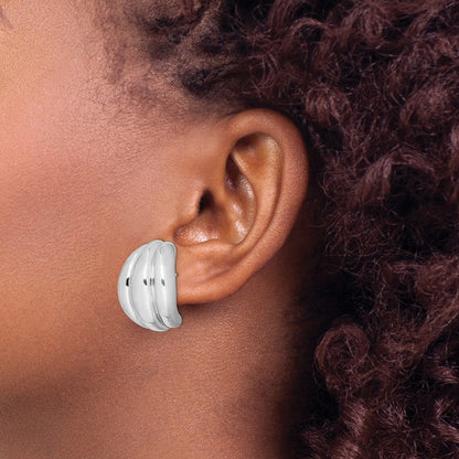 Sterling Silver Polished Rhodium Plated Hollow Earrings