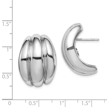 Sterling Silver Polished Rhodium Plated Hollow Earrings