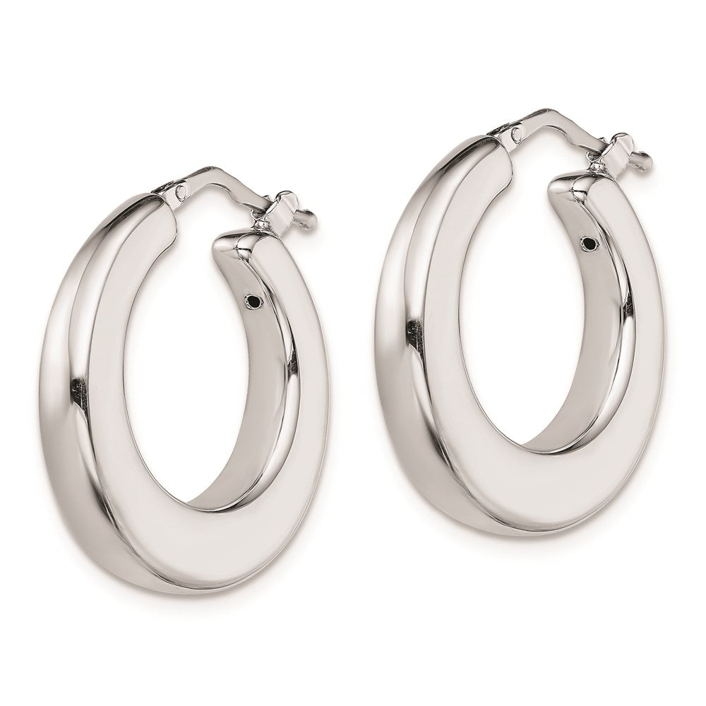 Sterling Silver Polished Tapered Hollow Round Hoop Earrings