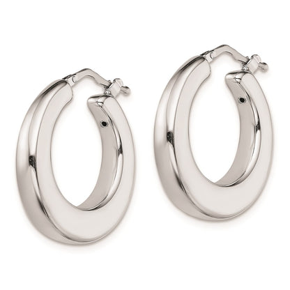 Sterling Silver Polished Tapered Hollow Round Hoop Earrings