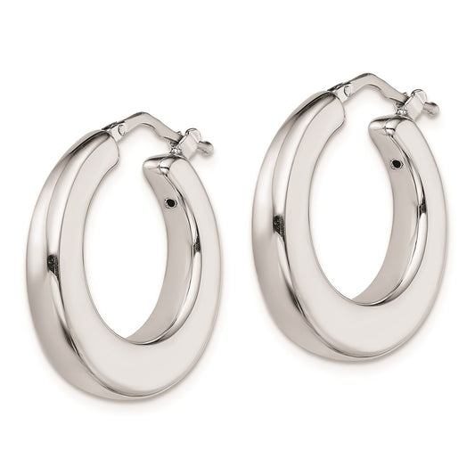 Sterling Silver Polished Tapered Hollow Round Hoop Earrings