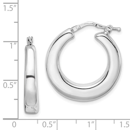 Sterling Silver Polished Tapered Hollow Round Hoop Earrings
