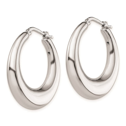 925 Sterling Silver Polished Tapered Hollow Round Hoop Earrings