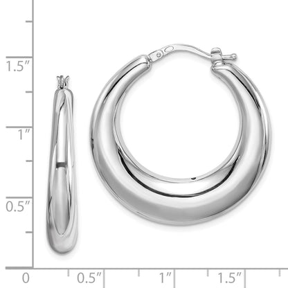 925 Sterling Silver Polished Tapered Hollow Round Hoop Earrings