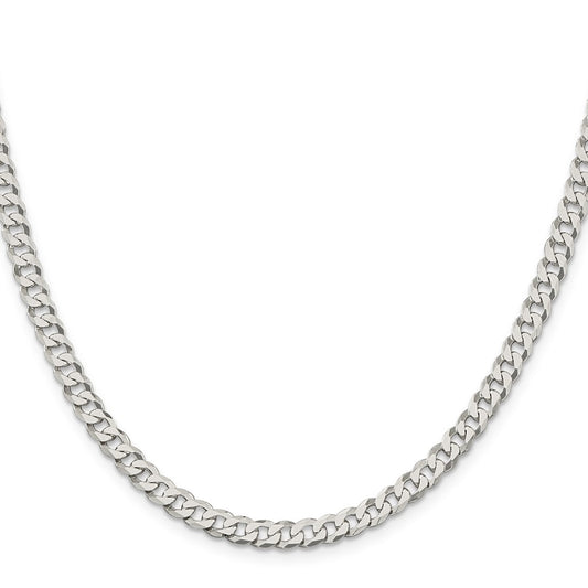 Sterling Silver 5mm Beveled Curb Chain Necklace