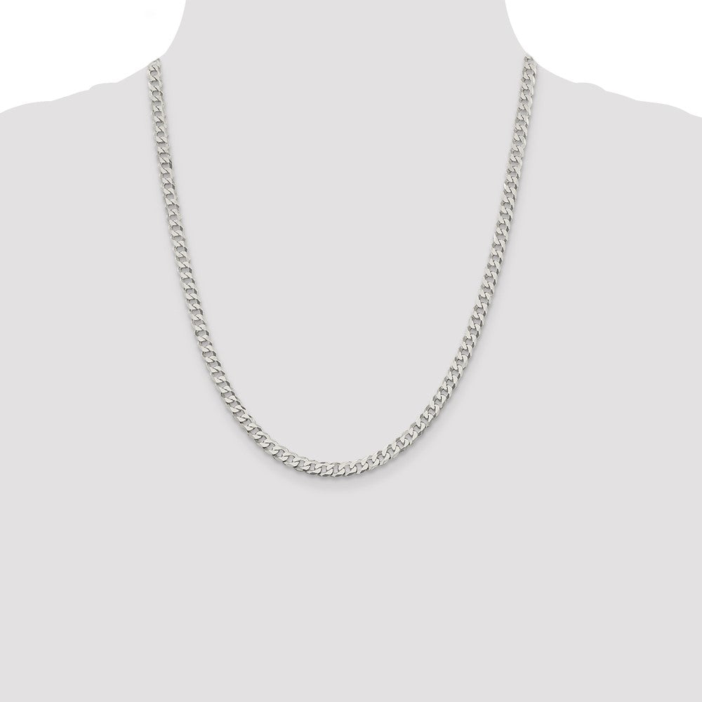Sterling Silver 5mm Beveled Curb Chain Necklace