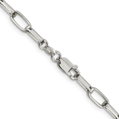 Sterling Silver 5mm Elongated Open Link Chain Necklace 24"