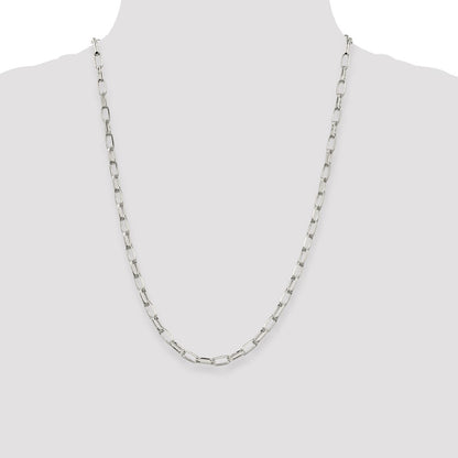 Sterling Silver 5mm Elongated Open Link Chain Necklace 24"