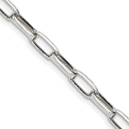 Sterling Silver 5mm Elongated Open Link Chain Necklace 24"