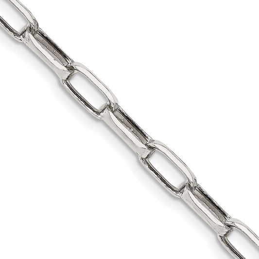Sterling Silver 5mm Elongated Open Link Chain Necklace 24"