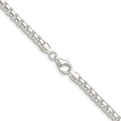Sterling Silver Polished 4mm Round Box Chain Necklace
