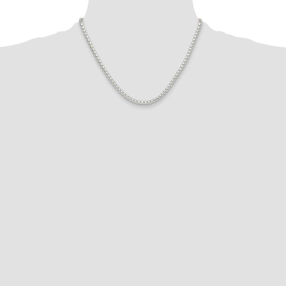 Sterling Silver Polished 4mm Round Box Chain Necklace