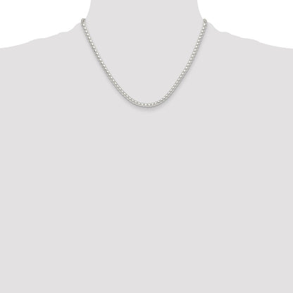 Sterling Silver Polished 4mm Round Box Chain Necklace