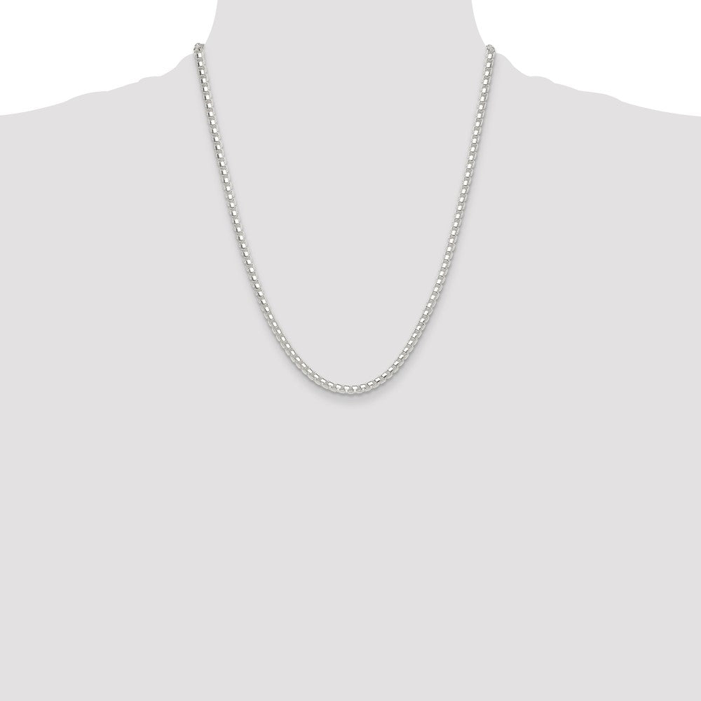 Sterling Silver Polished 4mm Round Box Chain Necklace