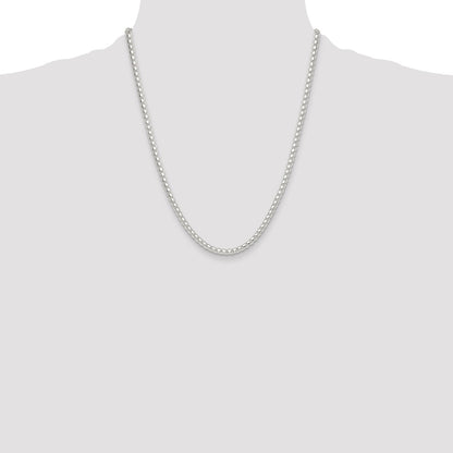 Sterling Silver Polished 4mm Round Box Chain Necklace