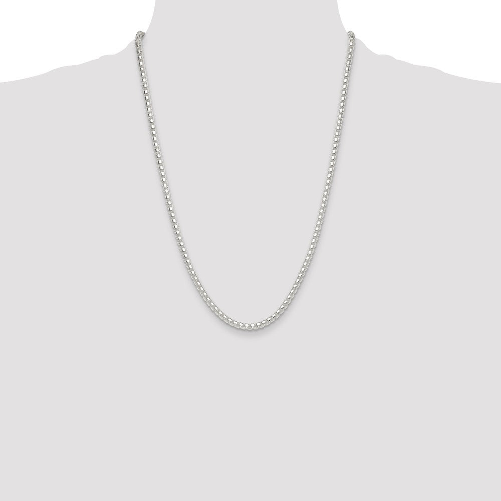 Sterling Silver Polished 4mm Round Box Chain Necklace