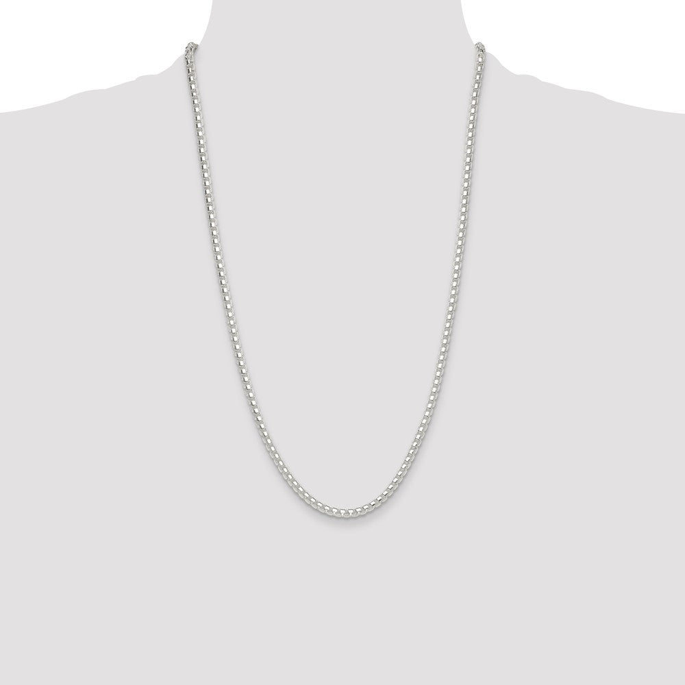 Sterling Silver Polished 4mm Round Box Chain Necklace