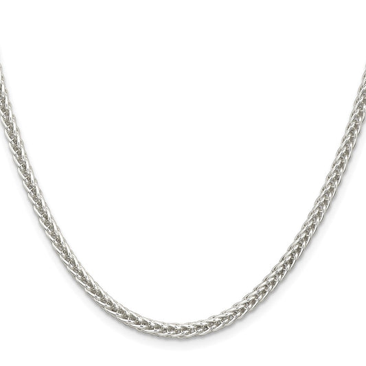 Sterling Silver 3mm Square Spiga Chain Necklace