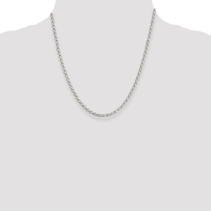 Sterling Silver 3mm Square Spiga Chain Necklace