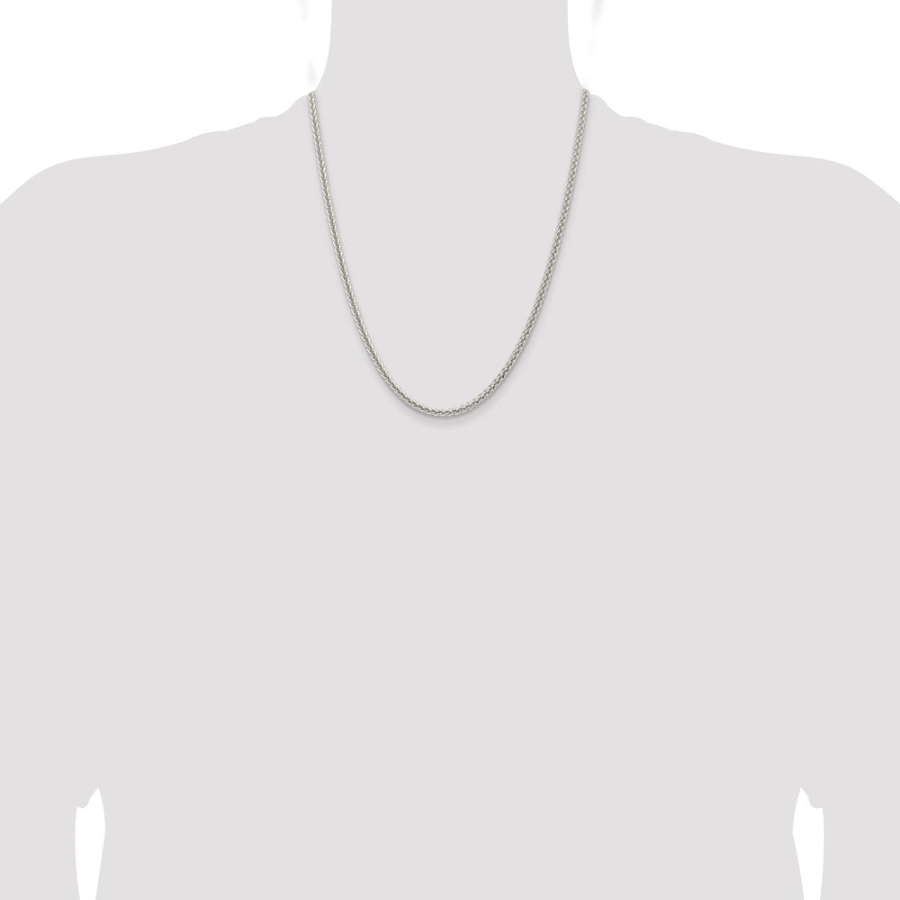 Sterling Silver 3mm Square Spiga Chain Necklace