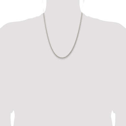 Sterling Silver 3mm Square Spiga Chain Necklace