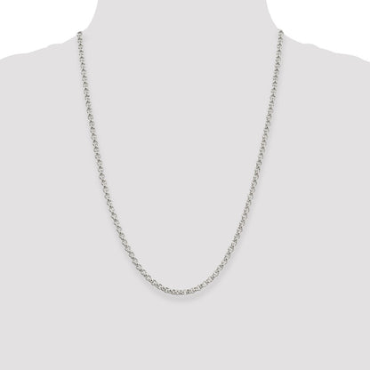 Sterling Silver 3mm Square Spiga Chain Necklace